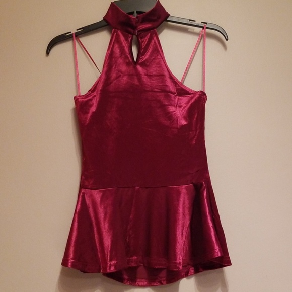 red velvet peplum strapless top - Picture 2 of 6